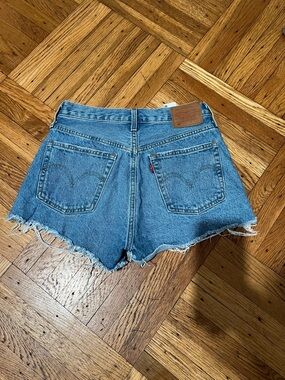 Levi's Light Blue Denim Frayed Hem Cutoff Shorts